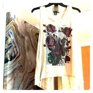 Cream rose and skull tank